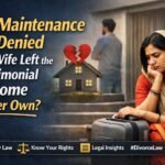 Can maintenance be denied if the wife leaves the matrimonial home on her own – Indian family law concept showing a distressed woman with luggage and a broken home symbol