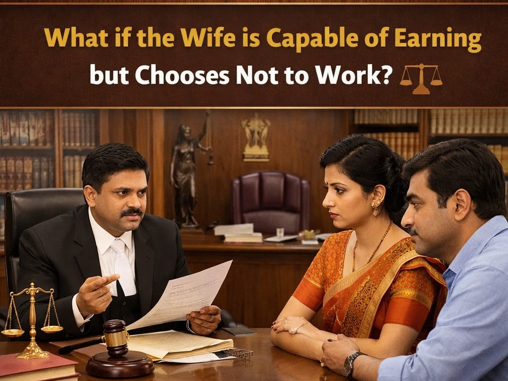 Indian family court consultation with divorce lawyer discussing alimony when wife is capable of earning but chooses not to work.