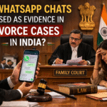 WhatsApp chat messages being presented as digital evidence in an Indian family court during a divorce case hearing.
