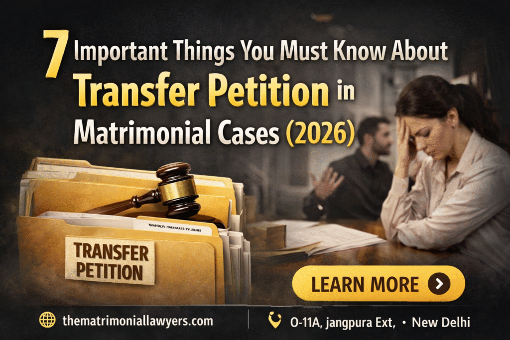 Transfer petition in matrimonial cases 2026 legal guide banner with court gavel and legal documents