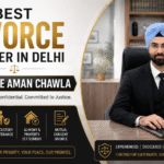 Advocate Aman Chawla sitting in a professional law office promoting divorce and family law legal services in Delhi