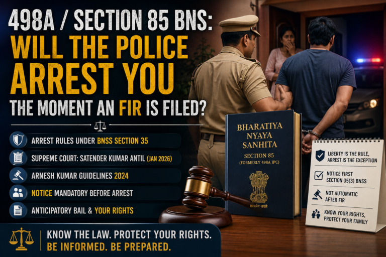 498A / Section 85 BNS: Will the Police Arrest You the Moment an FIR is Filed?