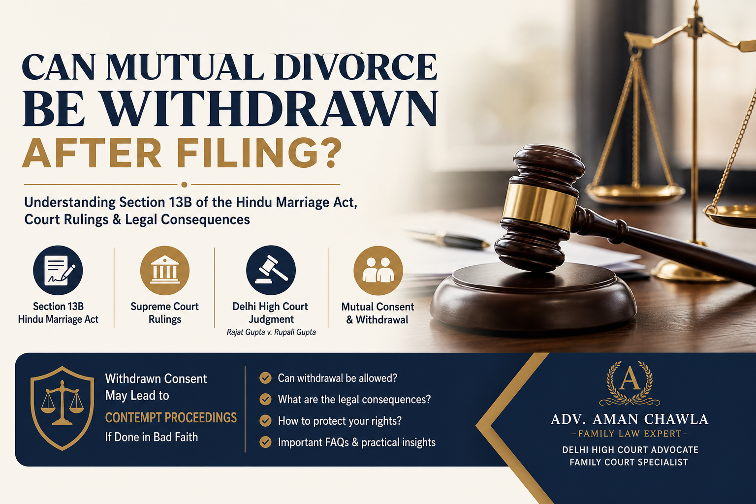 Can mutual divorce be withdrawn after filing under Section 13B of the Hindu Marriage Act