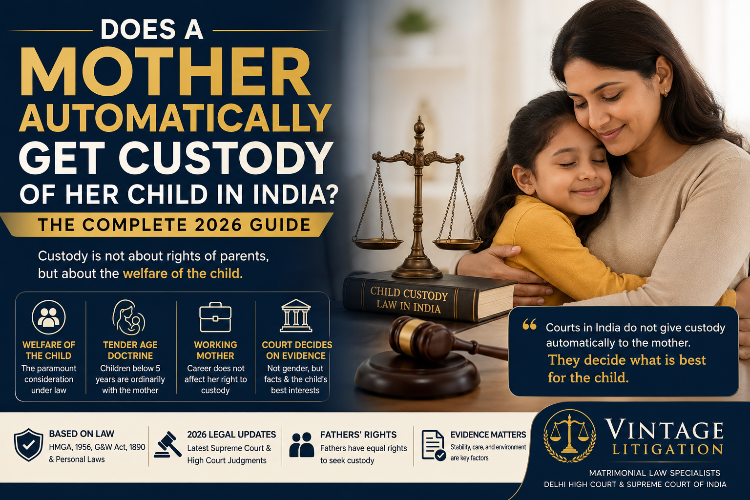 Mother custody rights in India under child custody laws after divorce