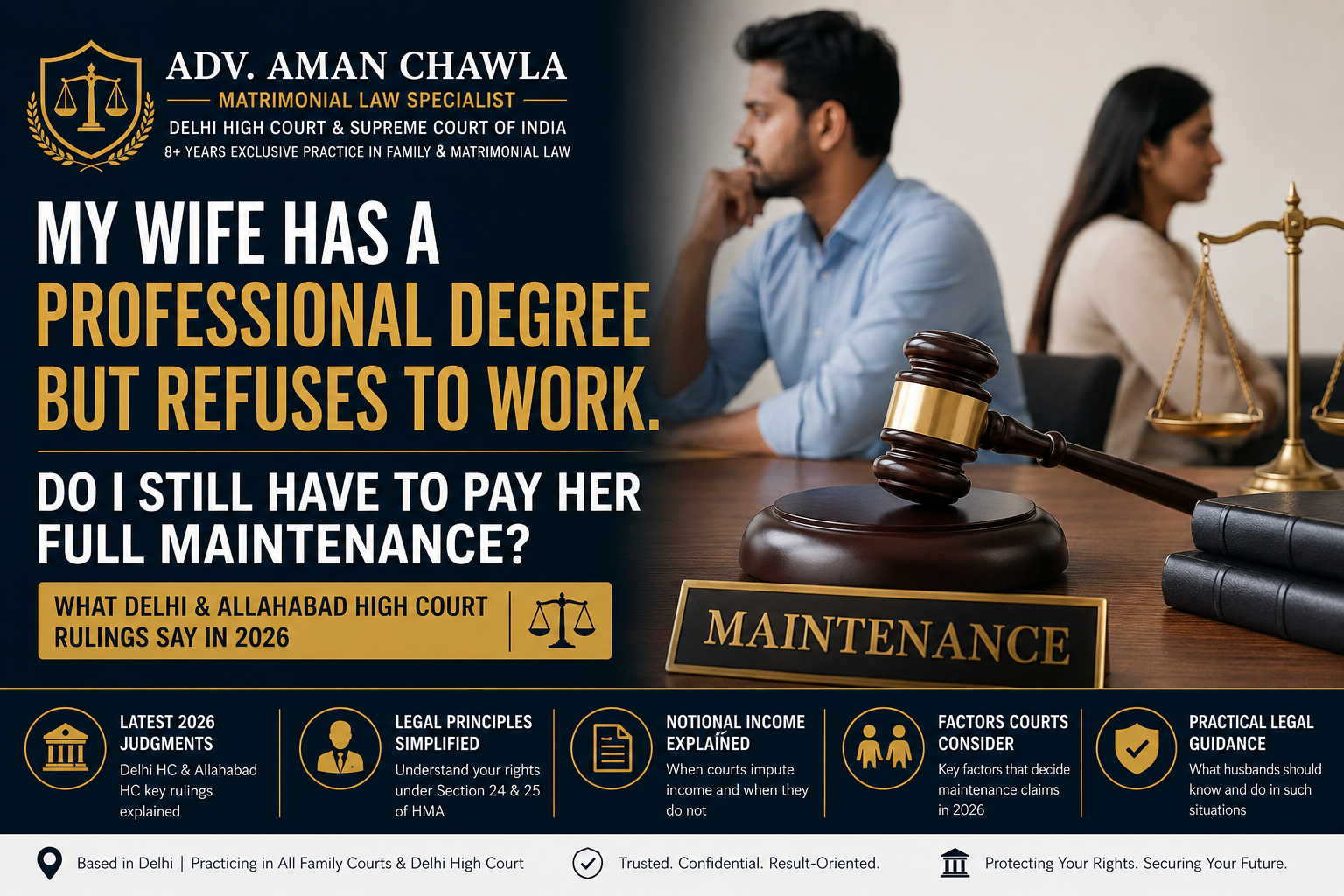 Qualified wife maintenance in India explained with Delhi High Court and Allahabad High Court rulings for 2026.