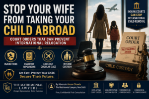 Father seeking legal protection to stop wife from taking child abroad from India through court injunction and custody orders.