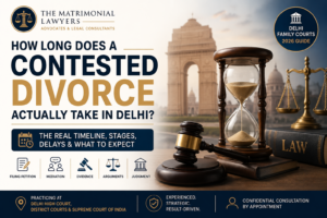 Contested divorce timeline in Delhi showing stages of a divorce case