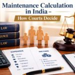 Maintenance calculation in India showing income, expenses, and court documents